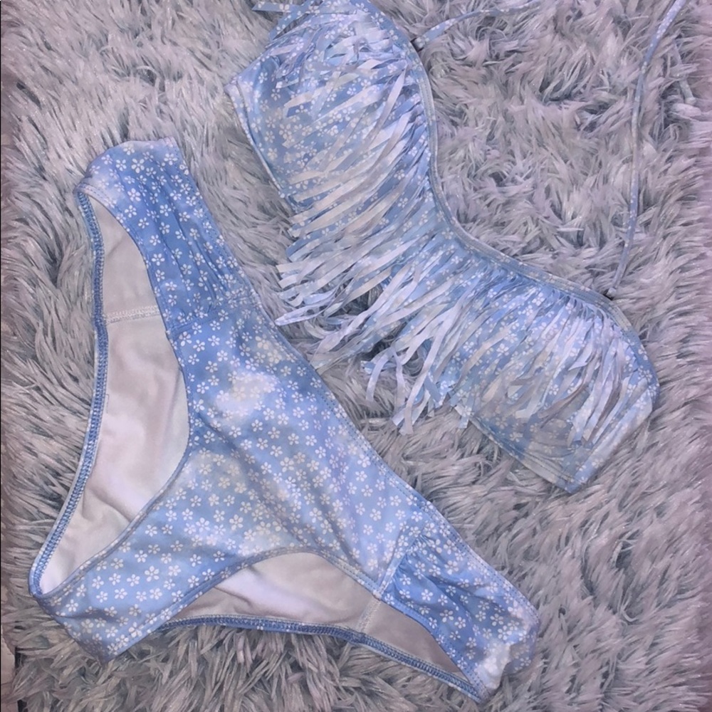 Abercrombie & Fitch | Pastel Blue Fringe Swimsuit